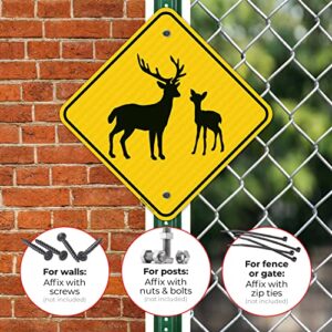 Deer with Fawn Crossing Sign, 18x18 Inches, 3M AEGP Reflective.063 Aluminum, Fade Resistant, Made in USA by Sigo Signs