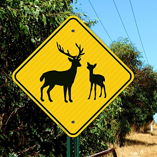 Deer with Fawn Crossing Sign, 18x18 Inches, 3M AEGP Reflective.063 Aluminum, Fade Resistant, Made in USA by Sigo Signs