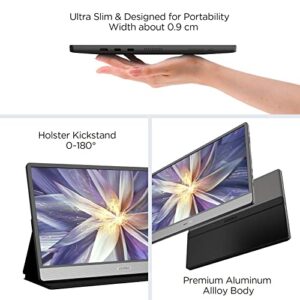 KOORUI Portable Monitor 15.6 Inch 1080P FHD Portable Laptop Monitor IPS Second Screen USB-C HDMI Travel Monitor w/Protective Cover & Dual Speakers