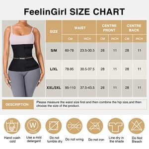 FeelinGirl Waist Trainer for Women Sauna Belt Tummy Wrap Underbust Latex Sport Girdle with Velcro Hourglass Faja Body Shaper Black