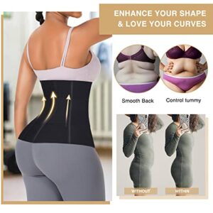 FeelinGirl Waist Trainer for Women Sauna Belt Tummy Wrap Underbust Latex Sport Girdle with Velcro Hourglass Faja Body Shaper Black