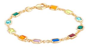 barzel 18k gold plated dark multicolor square crystal bracelet