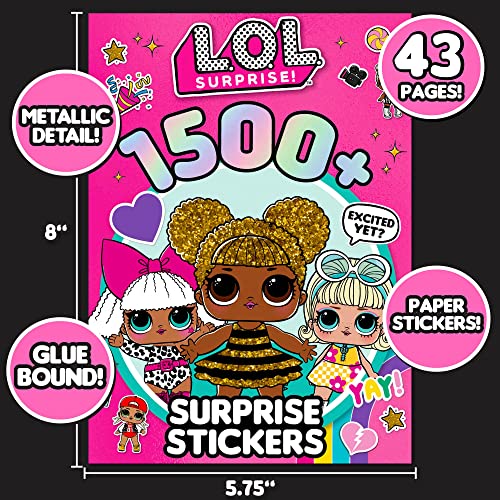 L.O.L. Surprise! 1500+ Little Sister & Tots Stickers, Queen Bee, Diva, Go-Go Gurl, Glitter Queen, Cosmic Queen, Shapes, Super B.B., Rocker, Cute Gifts for Girls Kids Teens Adults