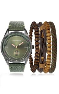 lucky brand mens watches set rudd minimalist stainless steel modern aviator quartz japan movement waterproof analog watches (olive)
