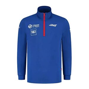haas f1 team haas racing f1 2022 men's team fitted 1/4 zip sweatshirt blue (900972)