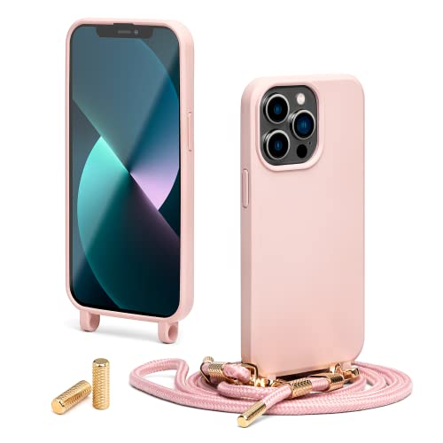 Lawonda 2-in-1 Crossbody Cell Phone Case with Detachable Lanyard Strap Adjustable Lanyard Shockproof Protective Moblie Phone Case Compatible with iPhone Xs 5.8 Inch Pink