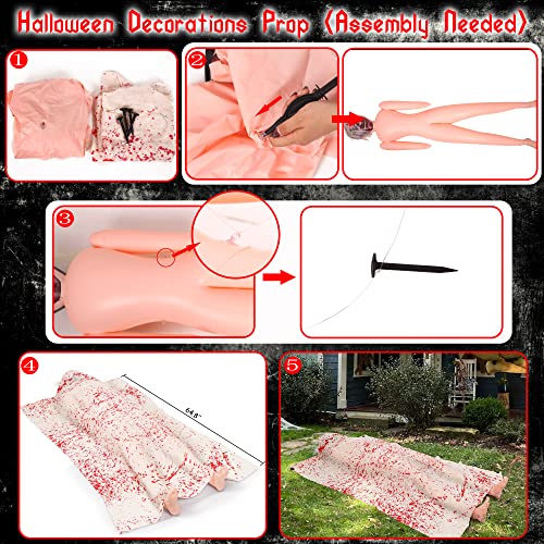 5.4ft Halloween Decorations Outdoor Props - Scary Hallowmas Back from The Grave Dead Victim Prop for Haunted House Party Decor(Assembly Needed)