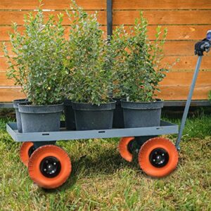 4.10/3.50-4 tire and Wheel Flat Free,10" Solid Tire Wheel with 5/8" Bearings,2.1" Offset Hub,for Gorilla Cart,Garden Carts,Dolly,Trolley,Dump Cart,Hand Truck/Wheelbarrow/Garden Wagon (2 Pack-Orange)