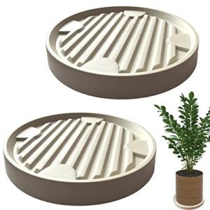 dcpes plant caddy with hidden wheels, 12inch planter roller base, 360°rolling plant stand, heavy duty plant trolley, 4 invisible casters, beige, 2pack