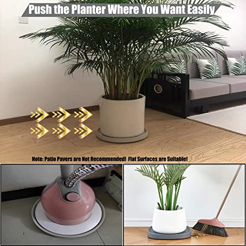 Dcpes Plant Caddy with Hidden Wheels, 12Inch Planter Roller Base, 360°Rolling Plant Stand, Heavy Duty Plant Trolley, 4 Invisible Casters, Beige, 2Pack