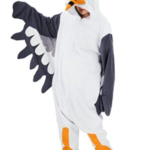 Adult Seagull One Piece Pajamas Animal Cosplay Halloween Costume for Men Women