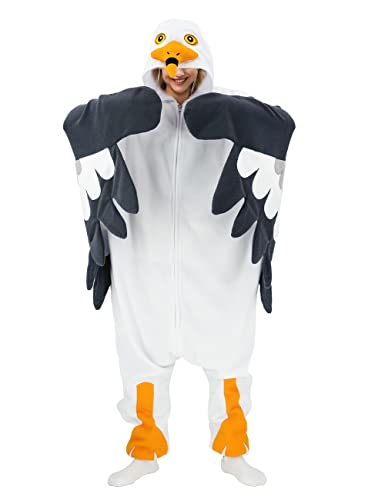 Adult Seagull One Piece Pajamas Animal Cosplay Halloween Costume for Men Women