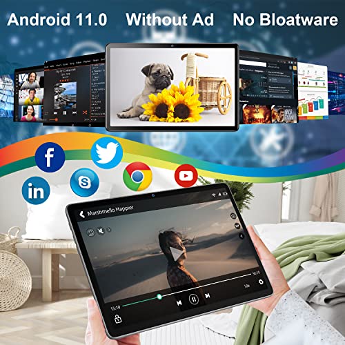 Android Tablet 10 Inch, 5G WiFi Tablet with Keyboard, 1.8GHZ Octa-Core Processor, 4GB+128GB/512GB ROM, Bluetooth 5.0, GPS, Google Certified HD Tablet PC Gray