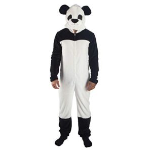 seven times six panda bear adult black and white union suit pajama sleepwear with detachable mask hood (xx-large)