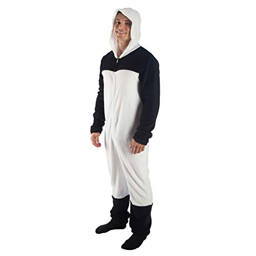 Seven Times Six Panda Bear Adult Black and White Union Suit Pajama Sleepwear with Detachable Mask Hood (XX-Large)