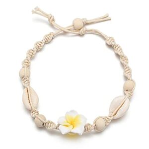bayetss shell ankle bracelets flower foot chain seashell bead anklet flower ankle bracelet foot jewelry for women,yellow