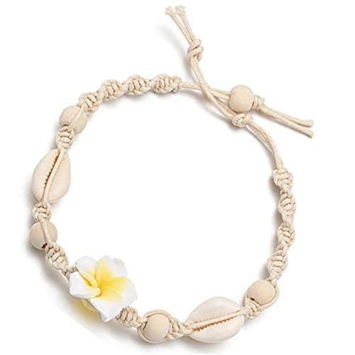 Bayetss Shell Ankle Bracelets Flower Foot Chain Seashell Bead Anklet Flower Ankle Bracelet Foot Jewelry for Women,Yellow