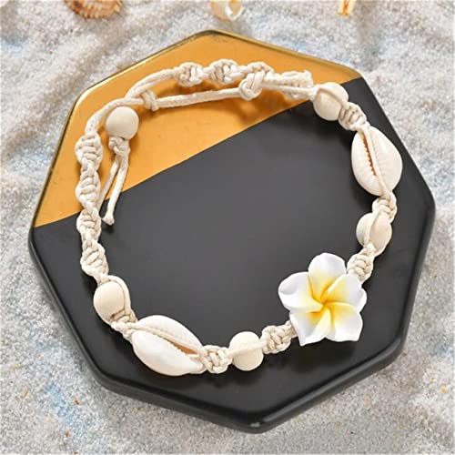 Bayetss Shell Ankle Bracelets Flower Foot Chain Seashell Bead Anklet Flower Ankle Bracelet Foot Jewelry for Women,Yellow