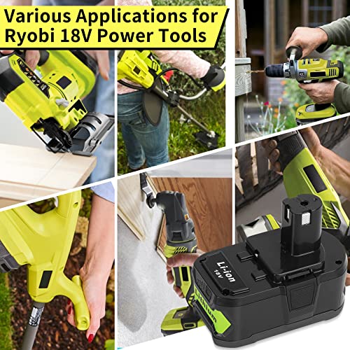 BiBiSi 6.5Ah P108 18 Volt Replacement Battery for Ryobi 18V Battery 2 Pack Cordless Tool Battery Packs Compatible with P102 P103 P104 P105 P107 P108 P109 P190 P122