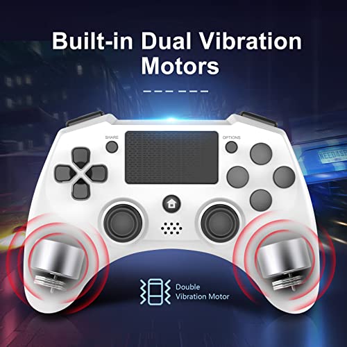 ZFY Wireless Controller Compatible with PS4/Slim/Pro/PC with 6-Axis Motion Sensor, PS4 Controller for Kids and Adults White