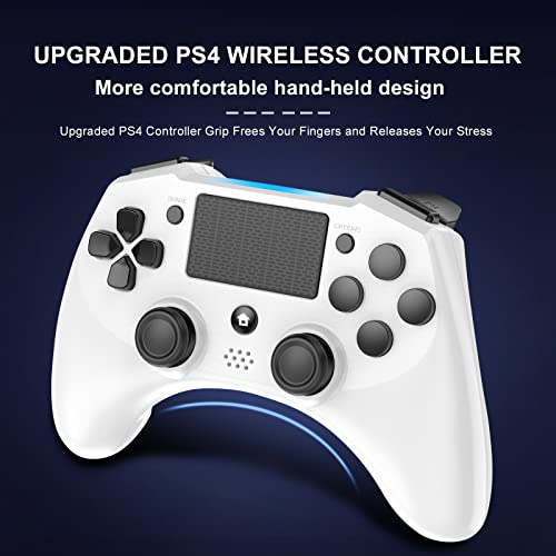 ZFY Wireless Controller Compatible with PS4/Slim/Pro/PC with 6-Axis Motion Sensor, PS4 Controller for Kids and Adults White