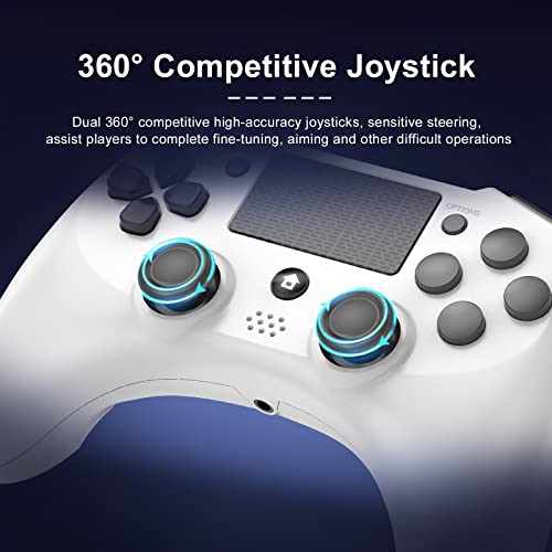 ZFY Wireless Controller Compatible with PS4/Slim/Pro/PC with 6-Axis Motion Sensor, PS4 Controller for Kids and Adults White