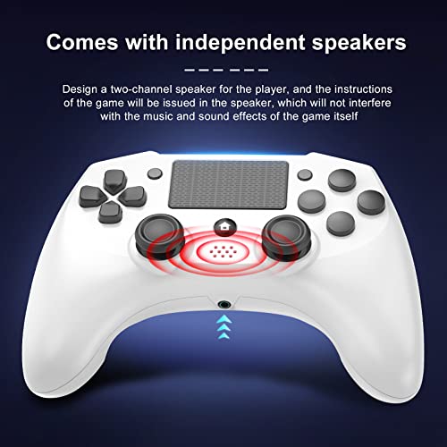 ZFY Wireless Controller Compatible with PS4/Slim/Pro/PC with 6-Axis Motion Sensor, PS4 Controller for Kids and Adults White