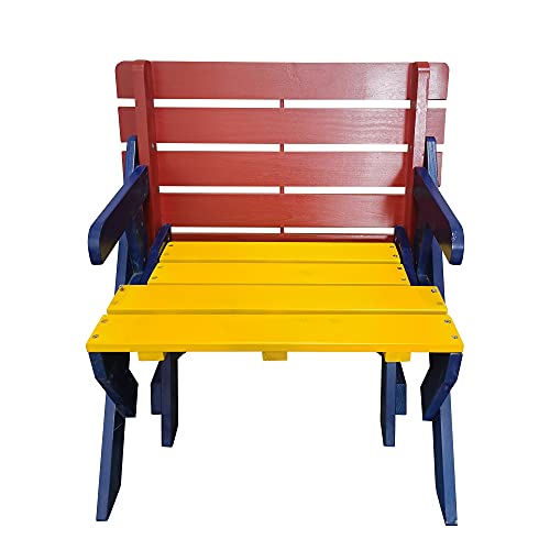 Kids Study Table and Chairs Set, Multi-Functional Children Activity Desk with 2 Bench, Indoor Outdoor Safe Steady Kid-Sized Furniture Children Table and Chair Set (Blue+red+yellow, 3 in 1)