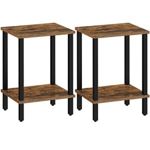 TUTOTAK End Table, Set of 2, Side Table, Nightstand, 2-Tier Storage Shelf, Sofa Table for Small Space, Living Room, Bed Room TB01BB035