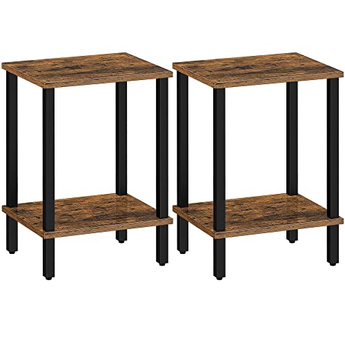 TUTOTAK End Table, Set of 2, Side Table, Nightstand, 2-Tier Storage Shelf, Sofa Table for Small Space, Living Room, Bed Room TB01BB035