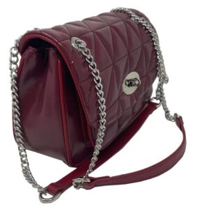 DAVID JONES Paris 2022 Women Fashion Lambskin Feel Quilted Small Flap Adjustable Chain Shoulder Crossbody Bag (Bordeaux)