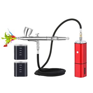 casubaris airbrush kit with compressor portable cordless airbrush kit,rechargeable auto stop dual action air brush pen,match different airbrush guns for barbers model painting nail art craft makeup