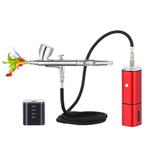 Casubaris Airbrush kit with compressor portable cordless airbrush kit,rechargeable auto stop dual action air brush pen,match different airbrush guns for barbers model painting nail art craft makeup