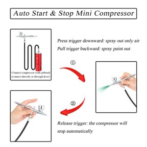 Casubaris Airbrush kit with compressor portable cordless airbrush kit,rechargeable auto stop dual action air brush pen,match different airbrush guns for barbers model painting nail art craft makeup