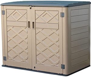mrosaa large horizontal storage sheds,38 cu.ft resin garden shed weather resistance,outdoor storage box lockable for patio,backyard,garden,home(brown)