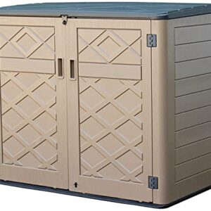 Mrosaa Large Horizontal Storage Sheds,38 cu.ft Resin Garden Shed Weather Resistance,Outdoor Storage Box Lockable for Patio,Backyard,Garden,Home(Brown)