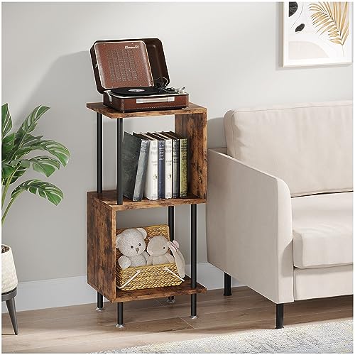 Book Shelf Bookcase, Modern Small Bookshelf for Small Spaces: S-Shaped Wooden Bookshelf Corner Bookshelf for Living Room Bedroom Home Office, Rustic Bookshelves and Bookcases Storage Organizer, 3-Tier