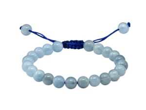 aquamarine bracelet for women men's gifts - protection healing crystal bracelet - 8mm gemstone beaded adjustable bracelet