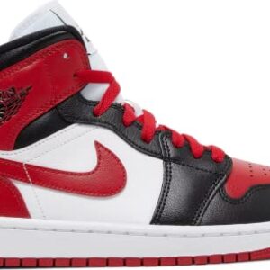 Nike Women's Air Jordan 1 Mid Shoe, Black/Red, 9.5