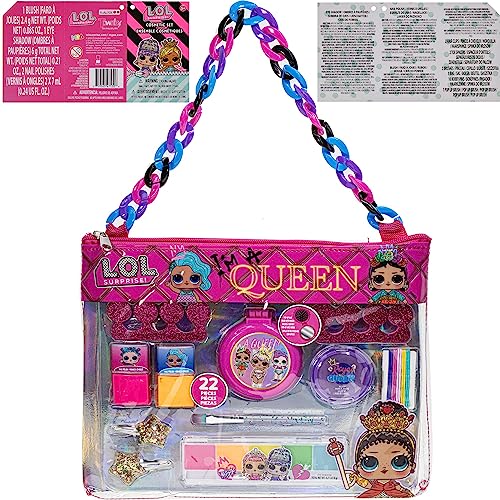 Townley Girl L.O.L. Surprise! Fashion Purse Makeup Set with Non-Toxic Nail Polish, Eyeshadow, Hair Accessories and More, Rainbow Chain for Girls Ages 3 and Up