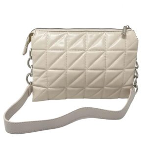 david jones paris 2022 women fashion quilted single shoulder small bag (ivory)