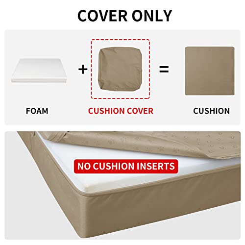 Easy-Going Waterproof Patio Cushion Covers 22x20x4 inch 4 Pack Replacement Non-Slip Outdoor Seat Cushion Slipcover with Zipper. ONLY Covers. Camel