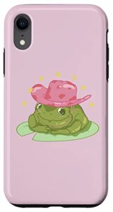 iphone xr cottagecore aesthetic frog on lilly pad cowboy hat cute frog case