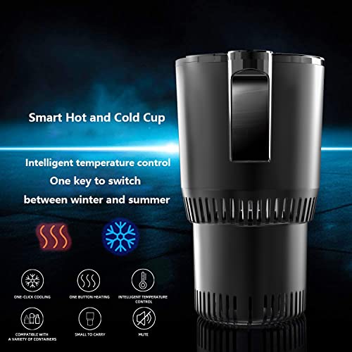 GEEZO 12V/24V Smart Temperature Control Travel Coffee Mug for Car/Truck,Electric Heated Travel Mug 450ML Stainless Steel Tumbler Smart Heating Cup Keep Milk Warm LCD Display Easily Washing Safe