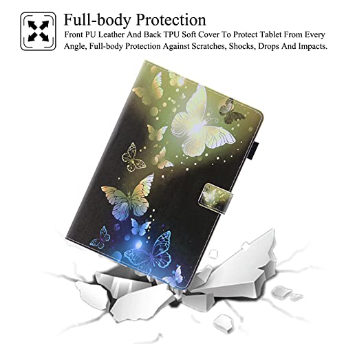 REASUN Case for Kindle Fire 7 12th Generation 2022 Release, Card Slots Folio Cover with [Auto Wake/Sleep] [Magnetic Closure] [Stand Function] Case for New Amazon Kindle Fire 7 2022, Gold Butterfly