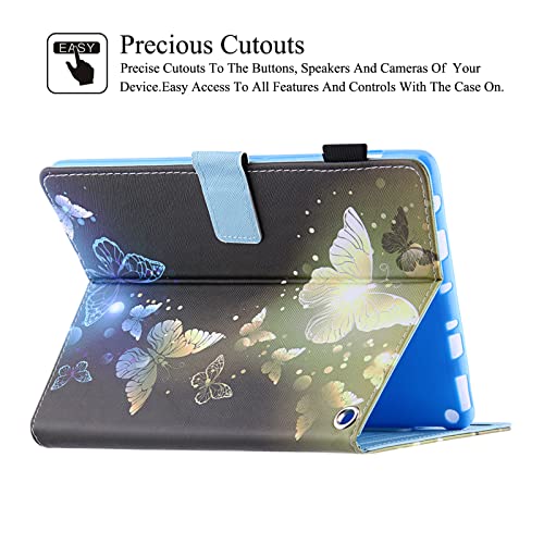 REASUN Case for Kindle Fire 7 12th Generation 2022 Release, Card Slots Folio Cover with [Auto Wake/Sleep] [Magnetic Closure] [Stand Function] Case for New Amazon Kindle Fire 7 2022, Gold Butterfly