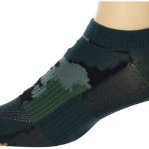 Merrell Trail Running Lightweight Socks-Unisex Anti-Slip Heel and Breathable Mesh Zones, No Show-Green Camo, M/L (Men's 9.5-12 / Women's 10-13)