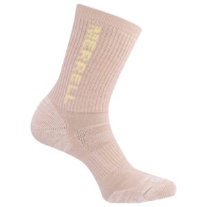 merrell zoned cushioned wool hiking socks-1 pair pack-breathable unisex arch support, crew-light pink, s/m (men's 5-8.5 / women's 5-9.5)