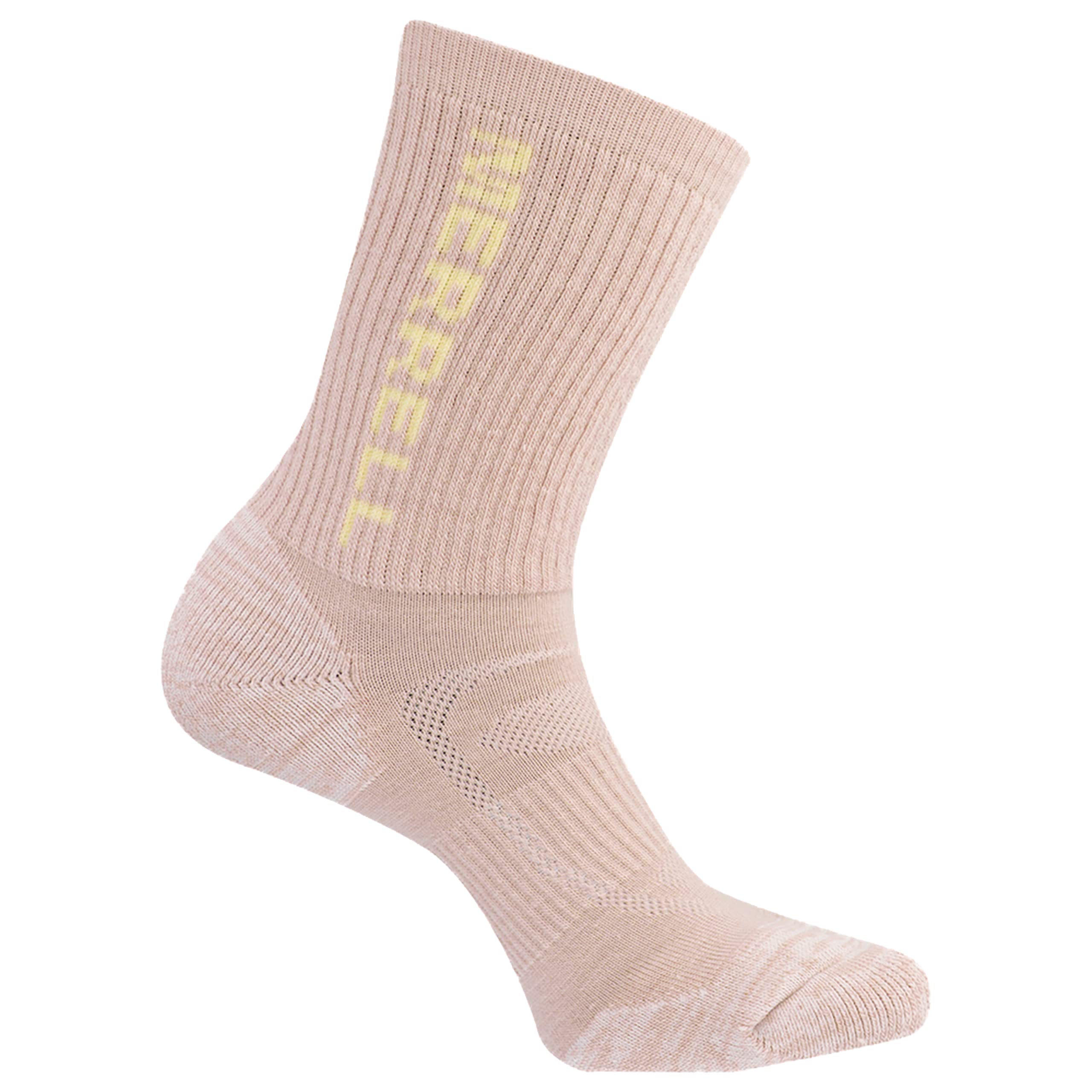 Merrell Zoned Cushioned Wool Hiking Socks-1 Pair Pack-Breathable Unisex Arch Support, Crew-Light Pink, S/M (Men's 5-8.5 / Women's 5-9.5)