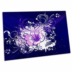 3drose a pretty purple lilly on an explosion of blue and white... - desk pad place mats (dpd-236135-1)